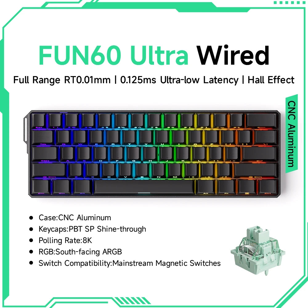 Akko MonsGeek FUN60 magnetic switch keyboard wired 60 percent compact RGB CNC aluminum PBT keycaps