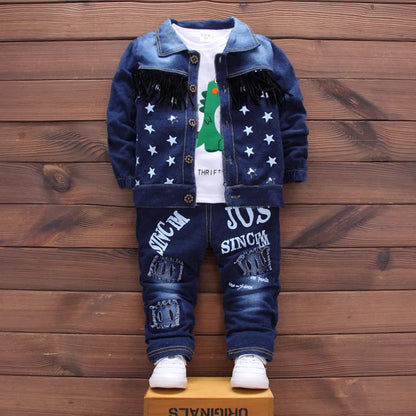 Boys Clothing Sets New Kids Cotton Suit Autumn Long - sleeved Three piece jacket+jeans+t-shirt fashion casual children Sets