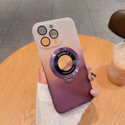 Luxury Gradient Bracket Magsafe Case for iPhone 12 13 14 15 16 Pro Max iPhone 16 Pro Magnetic Charging Kick Stand Holder Cover