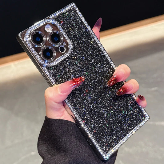 Luxury Diamond Sequin Bling Glitter Case For iPhone 16 15 14 13 Pro Max Electroplated Soft Silicone Shockproof Bumper Cover