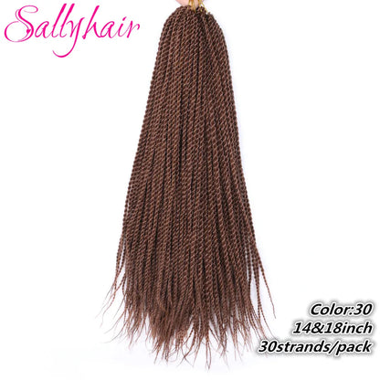 Sallyhair Synthetic Senegalese Twist 30Roots/Pack Crochet Braids Hair Brown Color Braid Hair Ombre Micro Senegal Braiding Hair