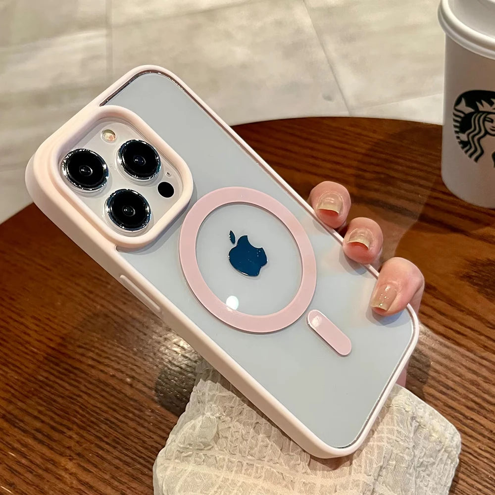 Luxury Magsafe Transparent Case for iPhone 17/16/15/14/13/12/11 Pro Max Plus Air - Magnetic Wireless Charging Clear Cover