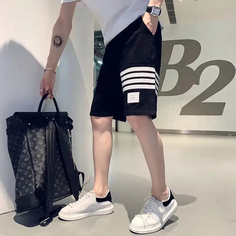 Wear Plaid Shorts Outside  Summer Men's Quarter Pants Thin Casual Men's Quarter Short Korean Trend Versatile Beach Pants