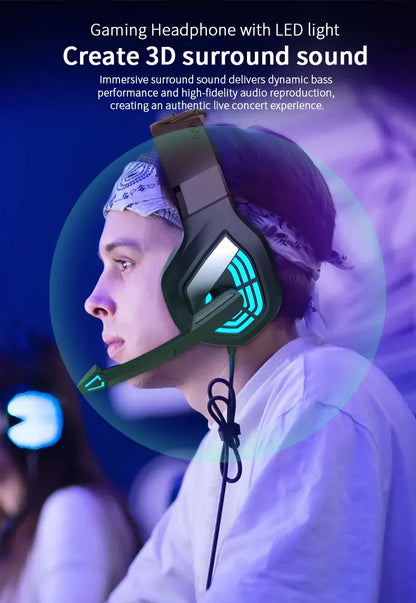 G7 Gaming Headset With Noise-cancelling Microphone Surround Sound 3.5mm Wired LED Lights Gaming Headset For Gamers PC Laptop