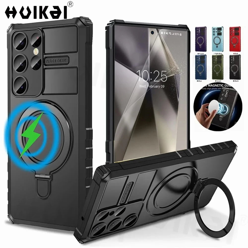 Case For Samsung S24 Ultra S23 Ultra S24 S22 S21 S23 FE Magsafe Stand Ring Magnetic Ring Holder Protection Stands Kickstand Case