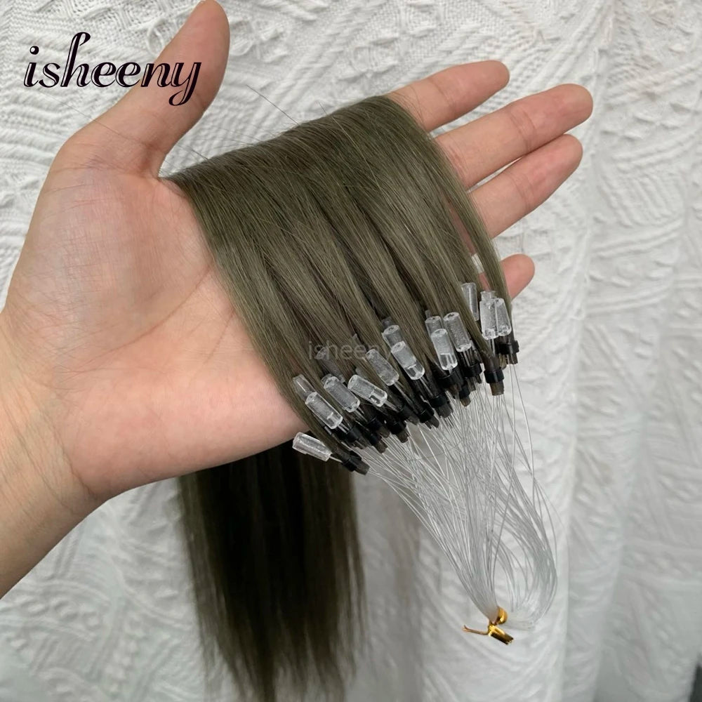 Micro Loop Ring Link Hair 100% Human Hair Extensions Real Remy Fancy Color 12-20 inches Striaght Purple Hair Extensions isheeny