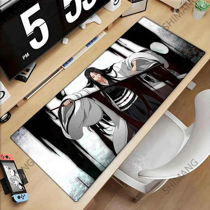 Large Mouse Pad black white Anime BLEACH Mause Mats Gaming Accessories Office Gamer Keyboard Desk Mat Unohana Retsu Mousepad