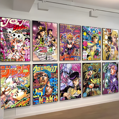 Anime JoJo Bizarre Adventure Retro  Self-adhesive Art Poster Whitepaper Sticker DIY Room Bar Cafe Wall Decor