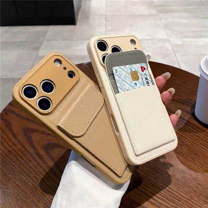 Elegant Leather Card Holder Wallet Case for iPhone 17