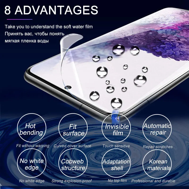 Hydrogel Film 4Pcs For Samsung Galaxy S24 S23 S20 S21 S22 Ultra Plus FE Note 20 9 10 Plus A51 A52 A53 A54 Screen Protector