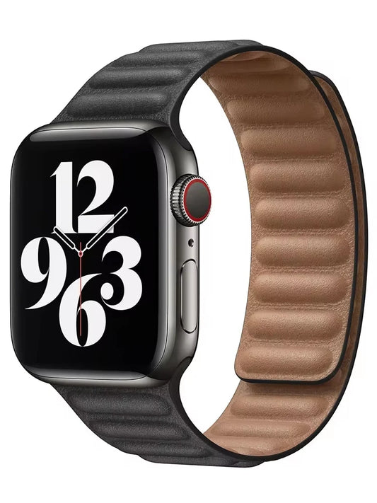 Leather Link For Apple Watch Band 45mm 41mm 44mm 40mm 49mm 38 42mm Magnetic bracelet iWatch Series 9 8 3 SE Ultra 4 5 6 7 Strap