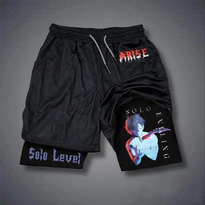 Anime Solo Leveling Shorts Man Double-layer 2-1 Compression Sport Gym Basketball Shorts Quick-drying Pants Sweatpants Summer Y2k