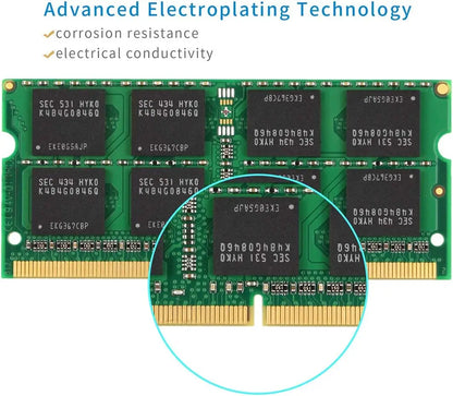 TECMIYO Laptop Memory RAM DDR3 DDR3L 4GB 8GB 1600MHz 1333MHz 1066MHz 1.35V/1.5V PC3/PC3L-12800S  PC3-10600S PC3-8500S -1PC Green