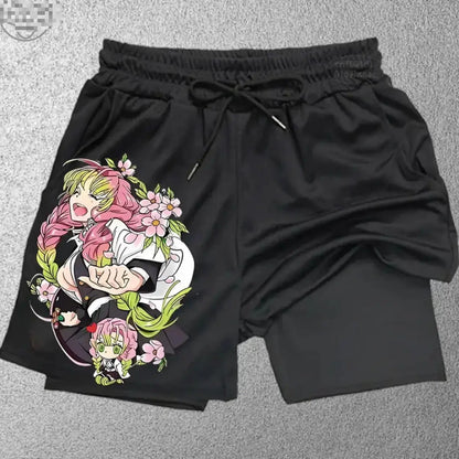 Demon Slayer Anime Printed Men's Shorts Double Layered Sports Fitness Versatile Casual Pants