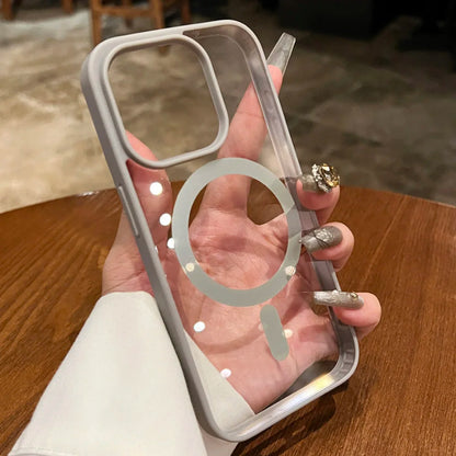Luxury Magsafe Transparent Case for iPhone 17/16/15/14/13/12/11 Pro Max Plus Air - Magnetic Wireless Charging Clear Cover