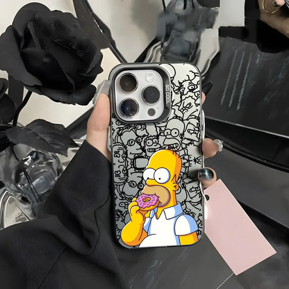 Simpsonn Phone Case For iPhone 16 15 14 13 12 11 Pro Max Black Purple Matte Laser Metallic Aurora Funda