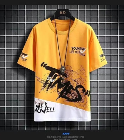 Loose Short Sleeve round Neck T-Shirt Thin Summer Casual Style for Men Breathable Streetwear Student Stall Short T-Shirt