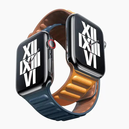 Leather Link For Apple Watch Band 45mm 41mm 44mm 40mm 49mm 38 42mm Magnetic bracelet iWatch Series 9 8 3 SE Ultra 4 5 6 7 Strap