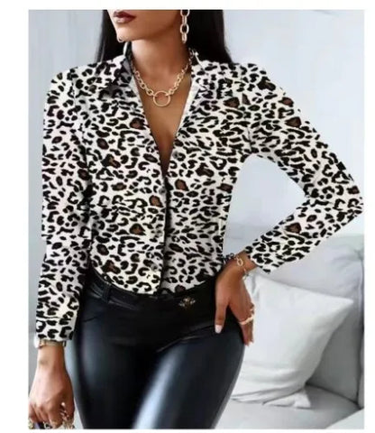 Elegant Women's Fashion Blouse 2025 Spring/Summer Digital Print Shirt Commuter Slim Fit Office Female Blusas Chemise Femme S-3XL