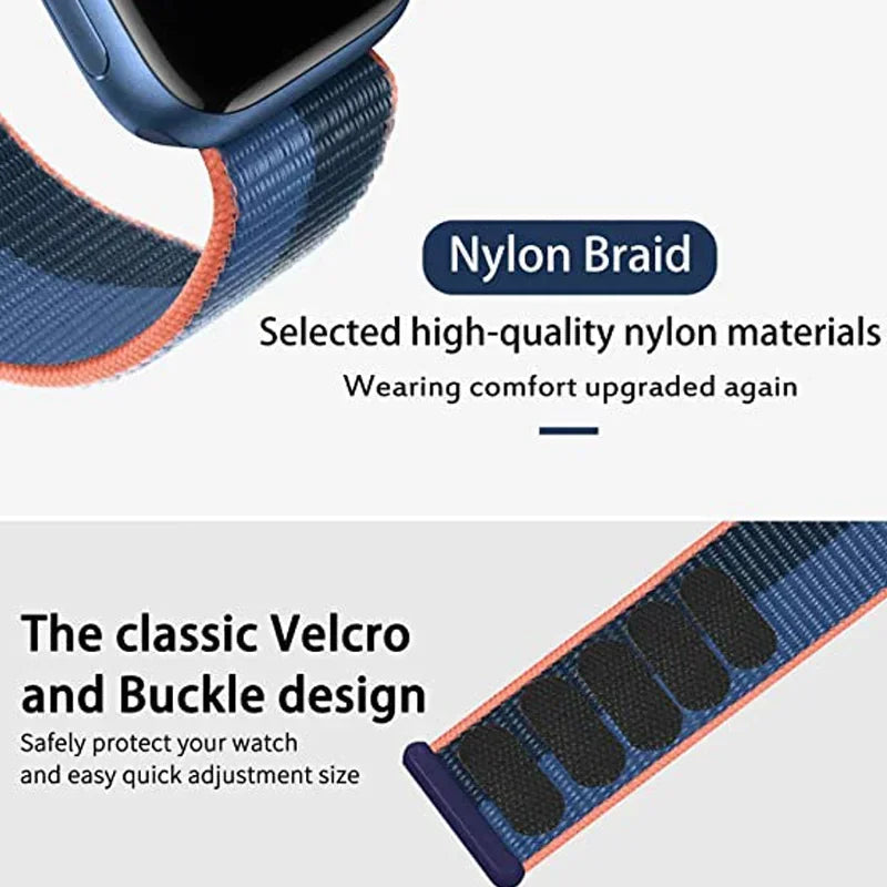 Nylon Loop For Apple Watch Band Strap Ultra2 49mm 44mm 40mm 45mm 41mm 42mm Bracelet iwatch Serie apple watch band 9 8 se 7 6 5 3