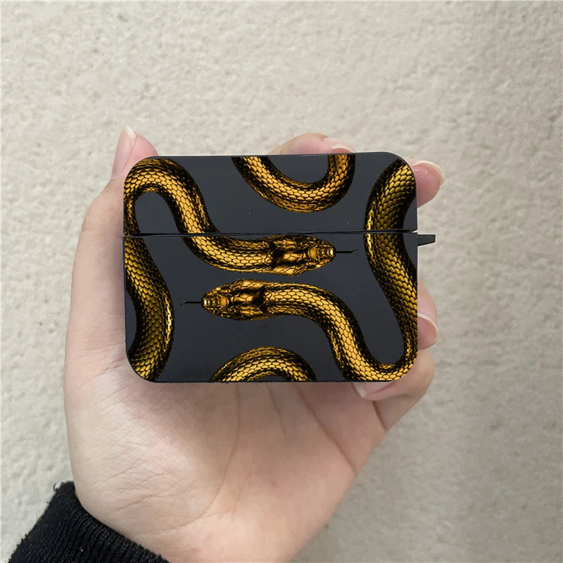 Luxurious Black Snake Earphone Case for Airpods 1 2 3 Pro Colorful Dragon Wireless Headphone Charging Box Cover for Air Pod 3