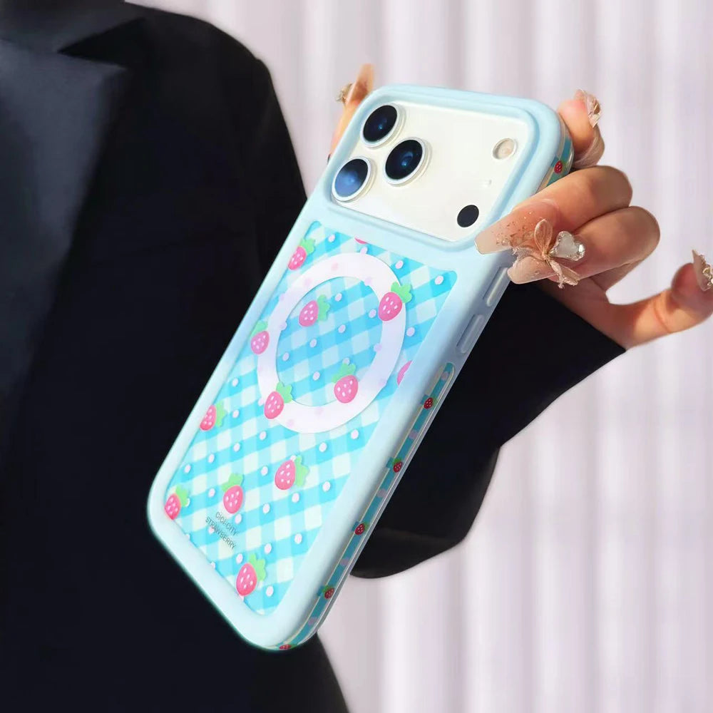 For iPhone 17 13 14 15 16 Pro Max Case Magsafe Happy Dapamine Color Anti-Collision Drop-proof Protective Cover for Summer Girls