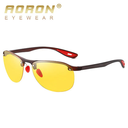 AORON New Polarized Sunglasses Men's Fashion Sunglasses Half Frame Driving TR Women's Night Vision Goggles