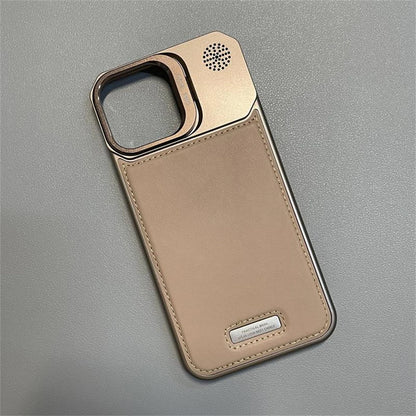 Metal Lens Holder Frameless Leather Magnetic Case For Iphone 16 Pro Max 15 14 Plus 13 12 Promax Magsafe Wireless Charge Cover