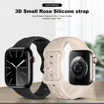 For Apple Watch Band 44mm 42mm 41 40mm 45mm 49mm 44mm Floral Engraved bracelet correa for iwatch series 9 7 SE 6 8 Ultra 2 Strap