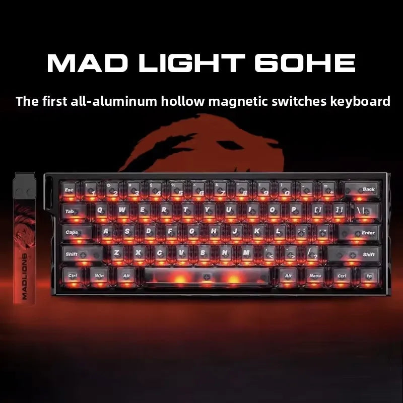 MADLIONS MAD 60/68HE Gaming Magnetic Switch Keyboard 61/68 Key Web Drive 8K Wired Custom Return RT Adjustable Keystroke Hot Swap