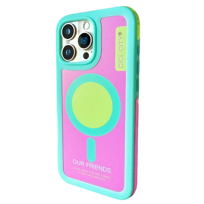 For iPhone 17 13 14 15 16 Pro Max Case Magsafe Happy Dapamine Color Anti-Collision Drop-proof Protective Cover for Summer Girls