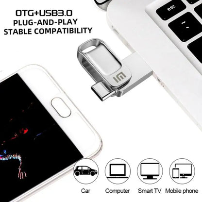 Original XIAOMI 2TB Metal Flash Drive USB 3.1 U Disk 2 IN 1 1024GB 512gb 1TB Pen Drives Waterproof Memory Stick Type C Adapter