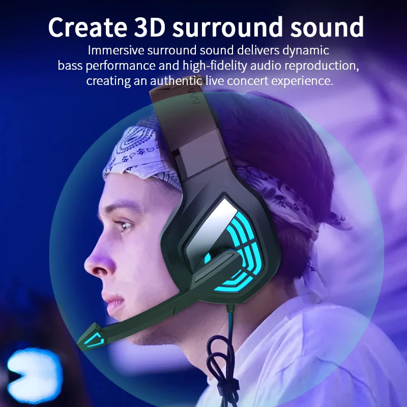 G7 Gaming Headset With Noise-cancelling Microphone Surround Sound 3.5mm Wired LED Lights Gaming Headset For Gamers PC Laptop