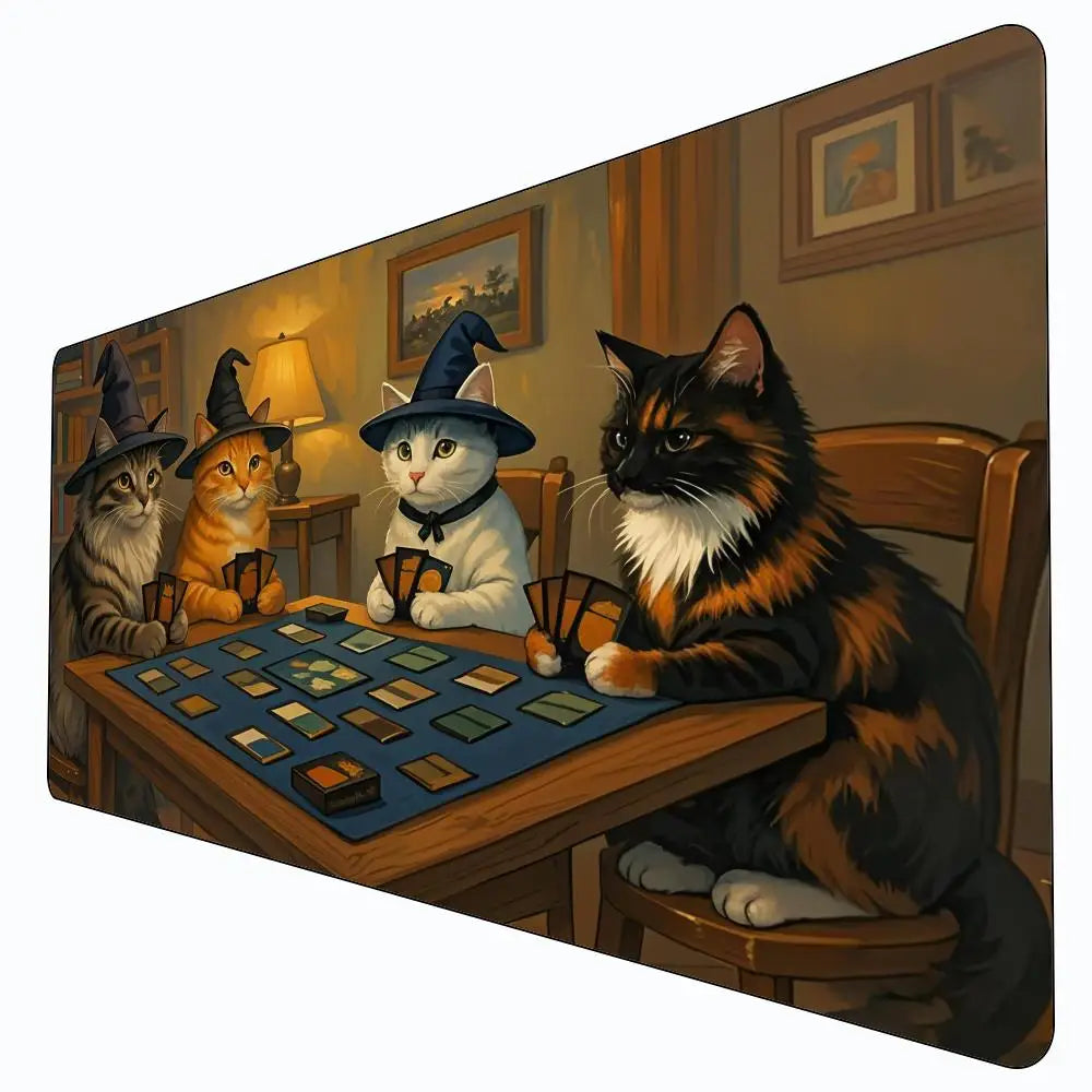 Cat Wizard Design Mouse Pad Card Game Mat Large Szie Computer Offices Mousepad XXL Anti-slip for Card Trading Cards Desk Mats