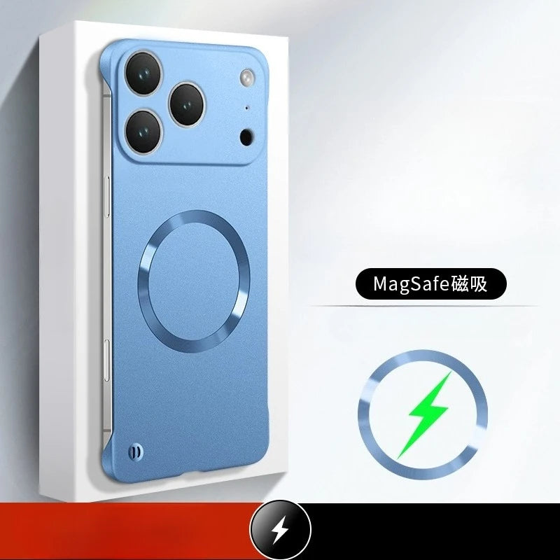 For Iphone 17 Pro Max Metallic Paint Frameless Ultra Thin Hard PC Case for Iphone 17 Air 17Pro Magnetic Magsafe Protect Cover