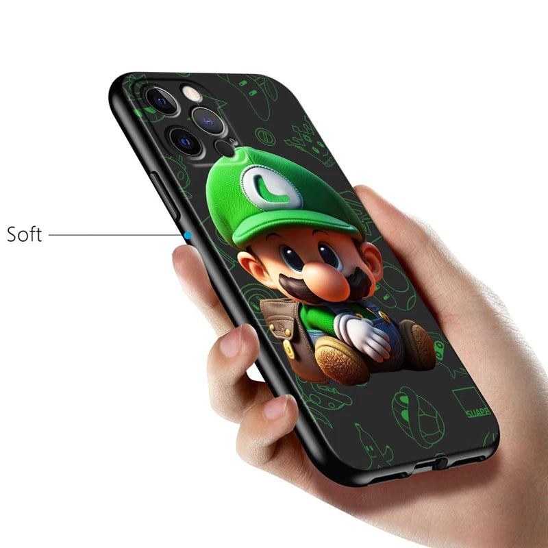 Mario Brossss Game Art For Apple iPhone 14 13 12 11 X XS XR 8 7 6 Pro Plus Max Mini 5 SE Black Phone Case