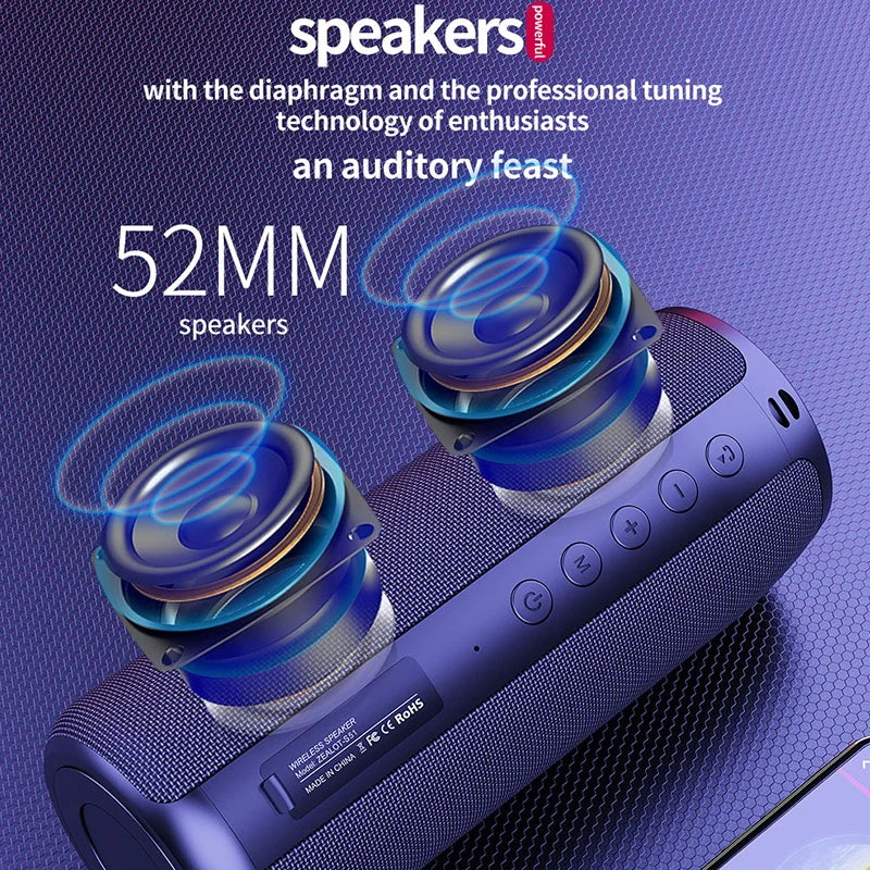 Zealot -S51 Wireless Speakers, Outdoor Portable Subwoofer Speaker ,Waterproof IPX 5, , Dual Pairing,1800mAh