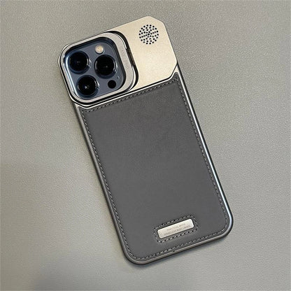 Metal Lens Holder Frameless Leather Magnetic Case For Iphone 16 Pro Max 15 14 Plus 13 12 Promax Magsafe Wireless Charge Cover
