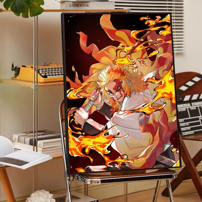 Anime Demon Slayer R-Rengoku Kyoujurou Poster Anime Posters Sticky HD Quality Wall Art Retro Posters for Home Kawaii Room Decor