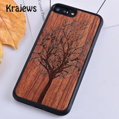 Krajews Natural Bamboo Wood Soft Phone Case Cover For iPhone 16 15 SE2020 14 6 7 8 plus 11 12 13 pro max Plus coque Fundas