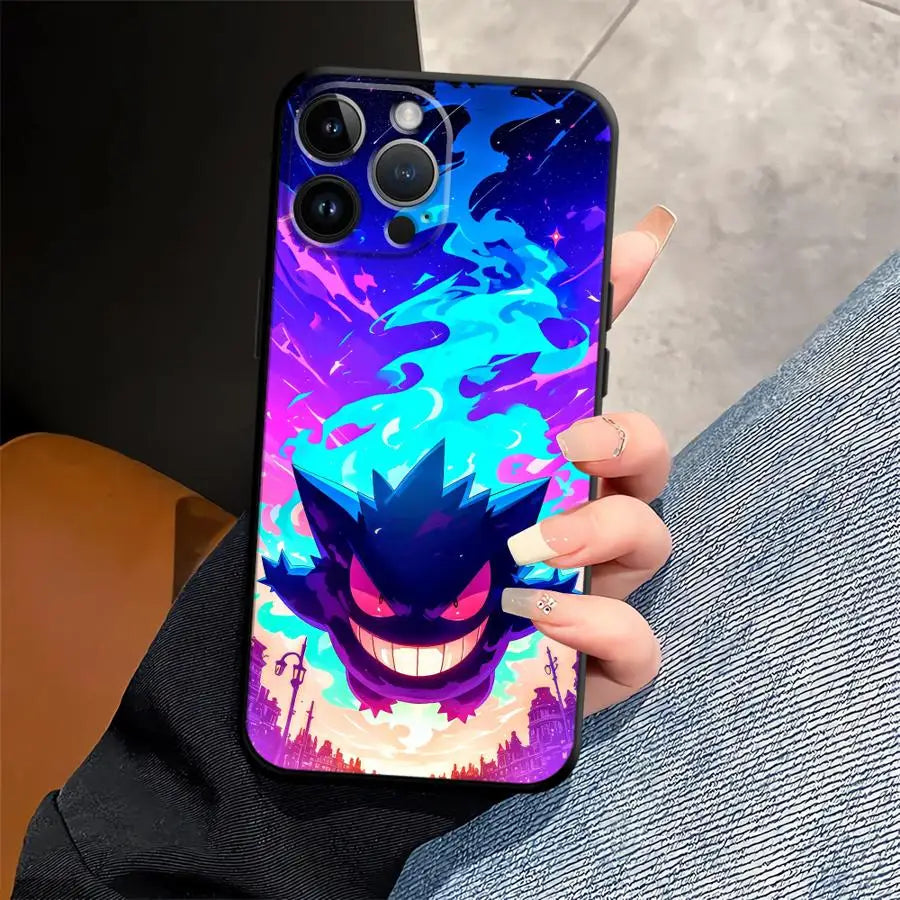 Premium Protective Funda Phone Case – Compatible with Apple iPhone Models XR, XS Max, 7, 8, 11, 12, 13, 14, 15 Pro, 16, 17 Pro Max – Stylish Gengar Pokémon Design