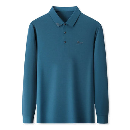 Men's T-shirt Lapel, Slim Business Gentleman Long Sleeve Top, Spring 2024, Men's Polo Shirt M-4XL