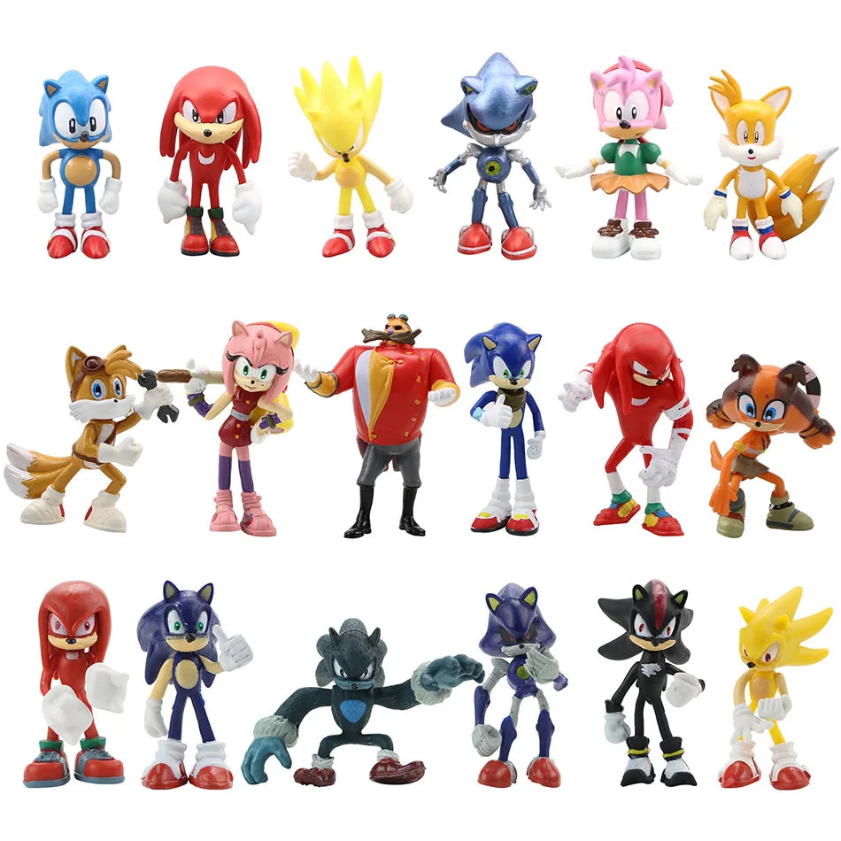 New whole set sale Sonic Tails Werehog Action Figures Blue Shadow Doll Cartoon Figurines Collectible Dolls Kids Hedgehog Toy