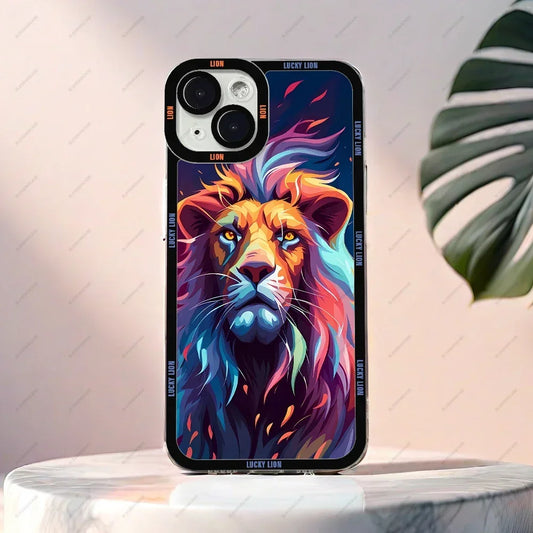 Lion Pattern Phone Case For iPhone 16 15 14 13 12 11 Plus Pro Max Mini XS X XR Soft Silicone Cover
