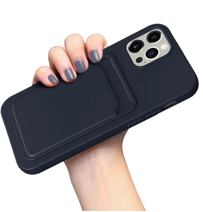 Push Card Slot Matte Soft TPU Bumper Case For iPhone 16 15 14 13 12 11 Pro Max Plus Mini X XS XR Max Shockproof Wallet Cover