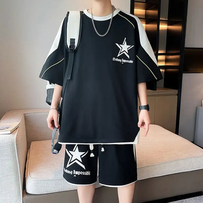 T-shirts Shorts Suits For Men Khaki Tracksuit Sweatshirts Man Sets Sweatsuit New In Tops & Tees Clothing Youthful Emo Chic Tee