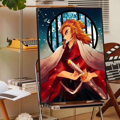 Anime Demon Slayer R-Rengoku Kyoujurou Poster Anime Posters Sticky HD Quality Wall Art Retro Posters for Home Kawaii Room Decor
