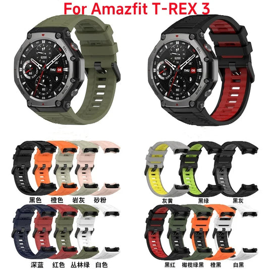 Silicone Strap For Amazfit T-rex 3 Smart Watch WristBand Sport Band For Huami Amazfit T-rex 3 Bracelet Accessories Correa