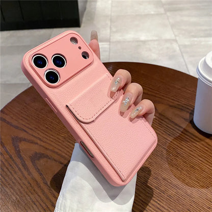 Elegant Leather Card Holder Wallet Case for iPhone 17