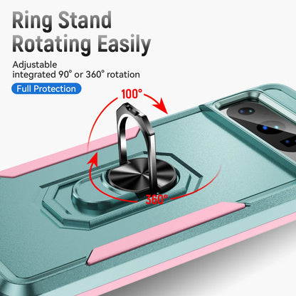 For Google Pixel 6/6a/6 Pro/7/7a/7 Pro/8/8 Pro Case Magnetic Holder Ring Stand Shockproof Armor Phone Cover+Tempered Glass